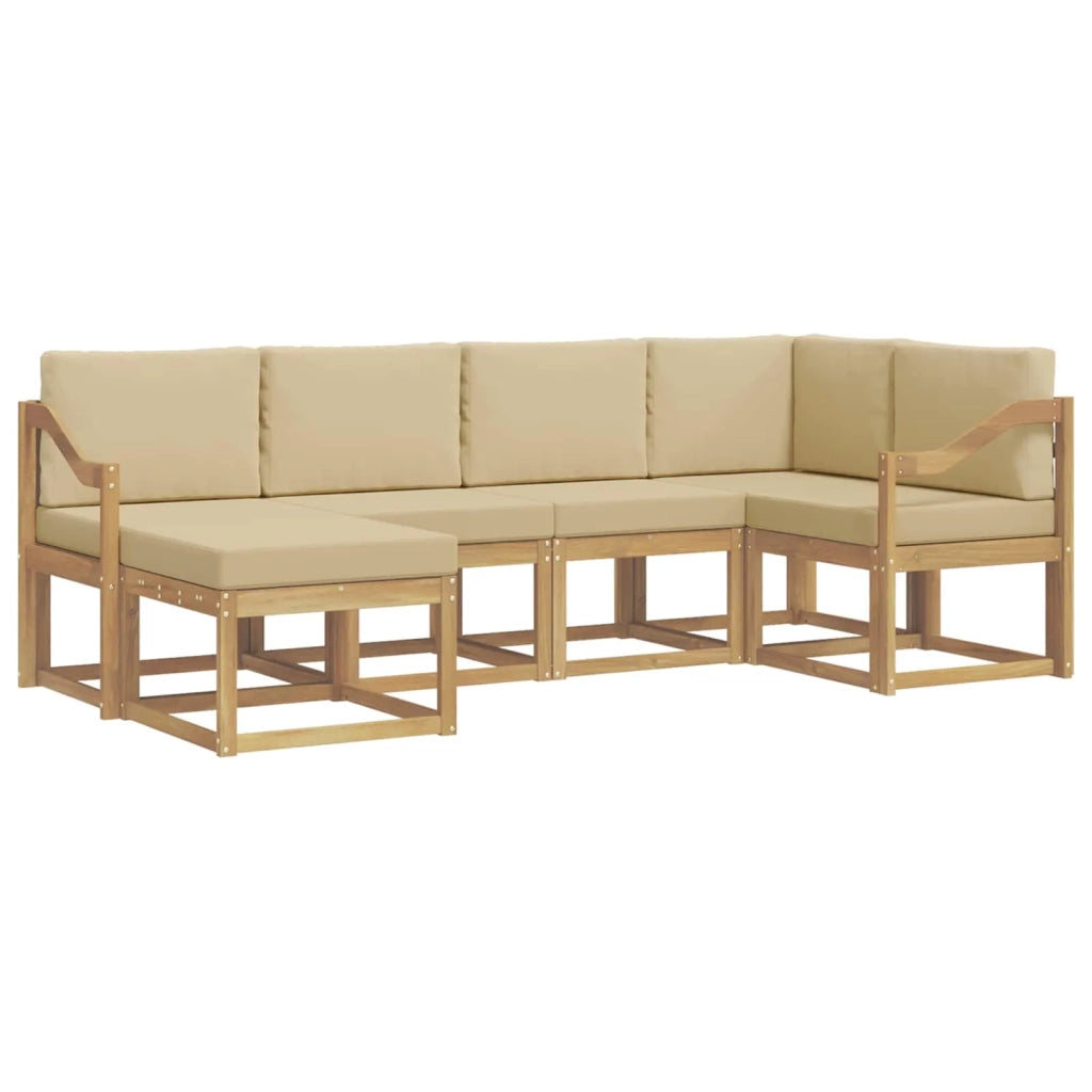 Set di divani da esterno 6 pz Bianco e Beige Poliestere 3387892