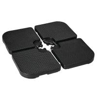 Basamento per Ombrellone set 4 Pezzi Impilabili con Maniglie Integrate, in HDPE, 99.7x99.7x8.3 cm, Nero
