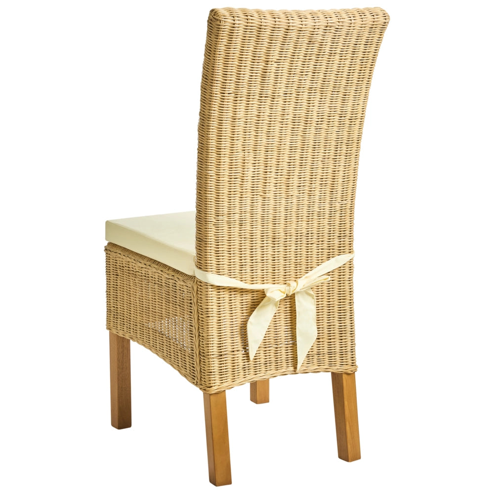 Set di 2 sedie da pranzo in rattan intrecciato con schienale alto per soggiorno colore naturale
