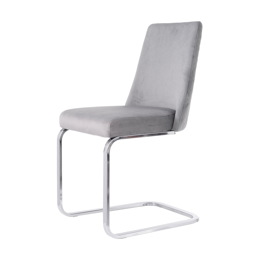Sedia da Pranzo Velluto Set 2 Pezzi Design Schienale Diamante Gambe Metallo ¨C MINIMAL ¨C Grigio