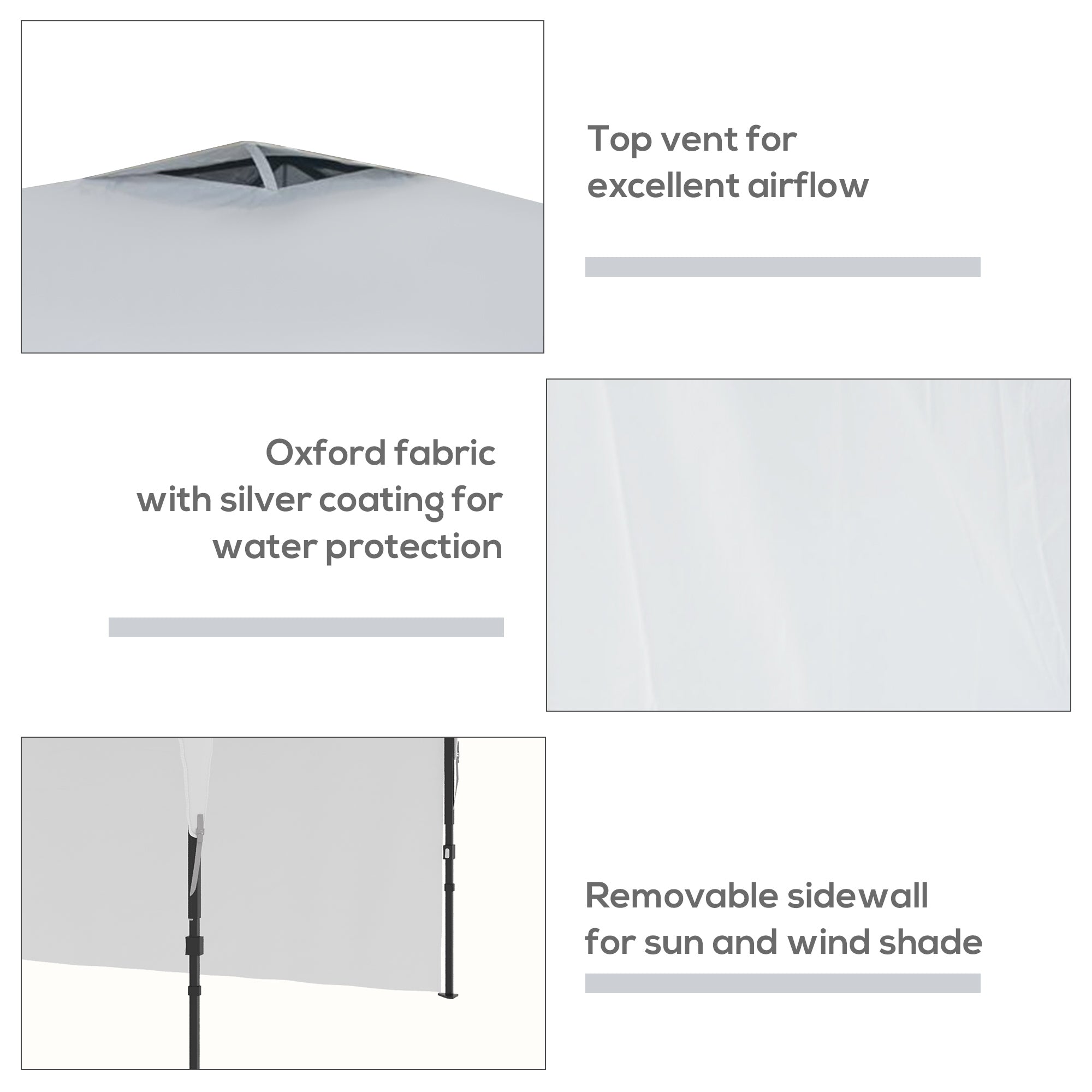 Gazebo da Giardino  ad Altezza Regolabile su 3 Livelli 3x3m in Poliestere e Acciaio Bianco