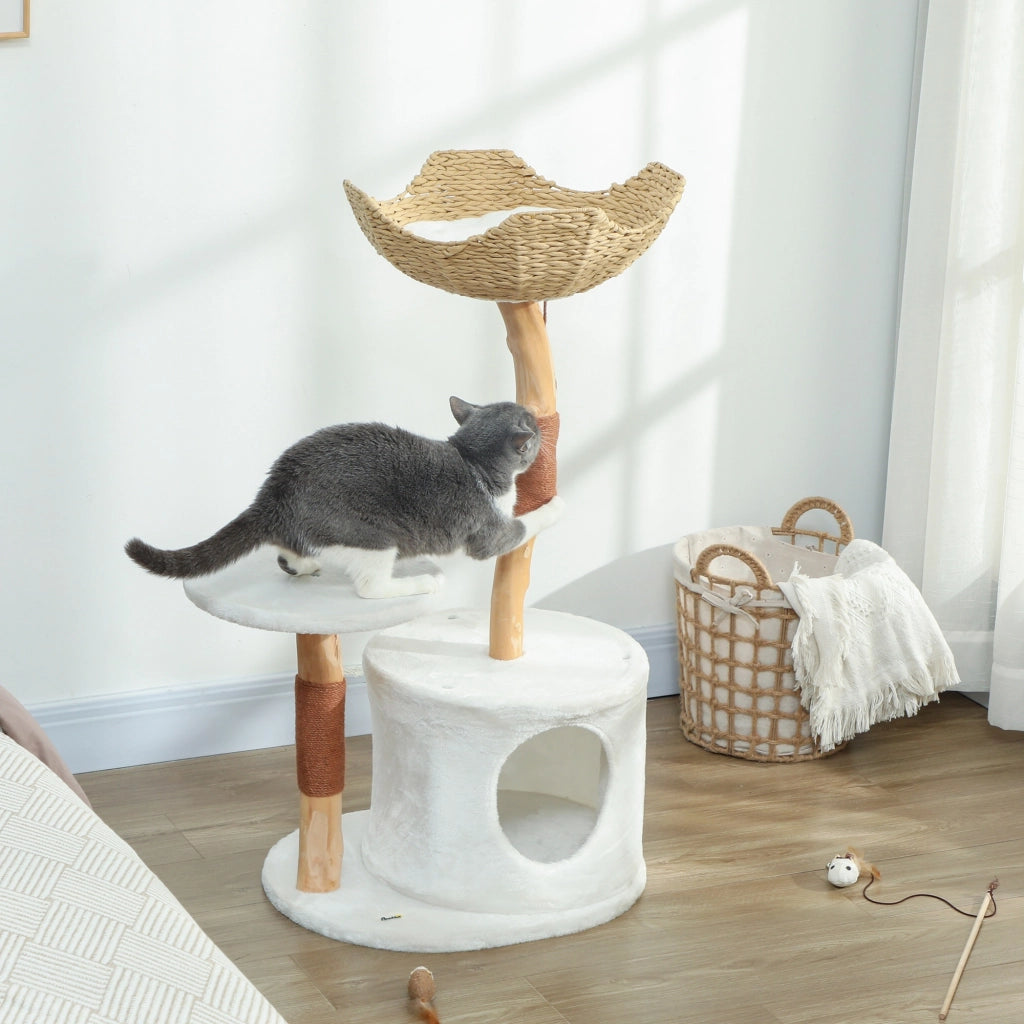 Albero tiragraffi per gatti con piattaforma e cuscino ¨C zephmum ¨C 55x45x102 cm bianco