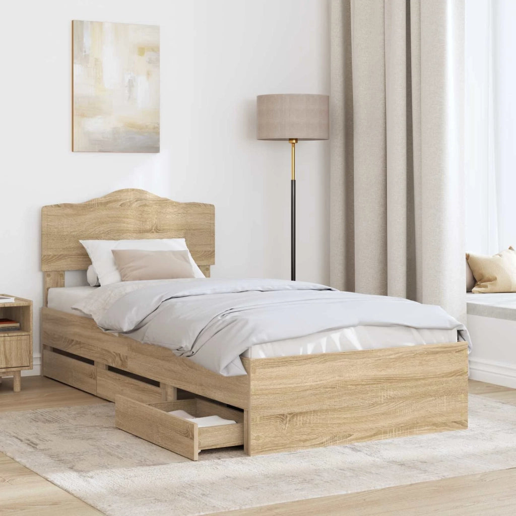 Struttura del letto con cassetto Rovere Sonoma 90 x 200 cm 3413042