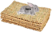 Matrice di Fieno per Letto - Giocattolo Intrecciato per Animali da Compagnia - Naturale per Masticare e Comfort - 3 Pezzi - per Conigli e Cavi - Beige