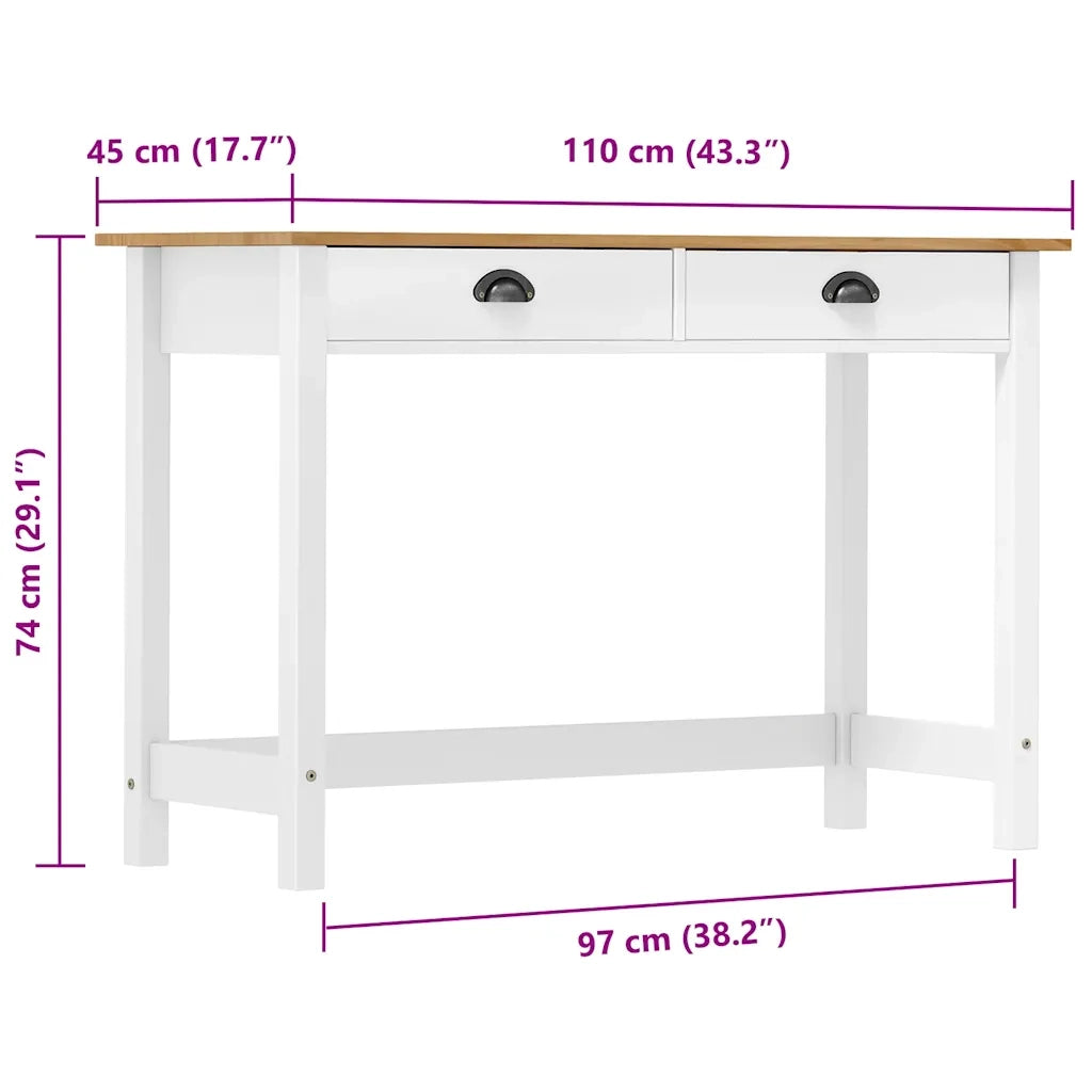 Consolle Hill con 2 Cassetti 110x45x74 cm in Massello di Pino 288994