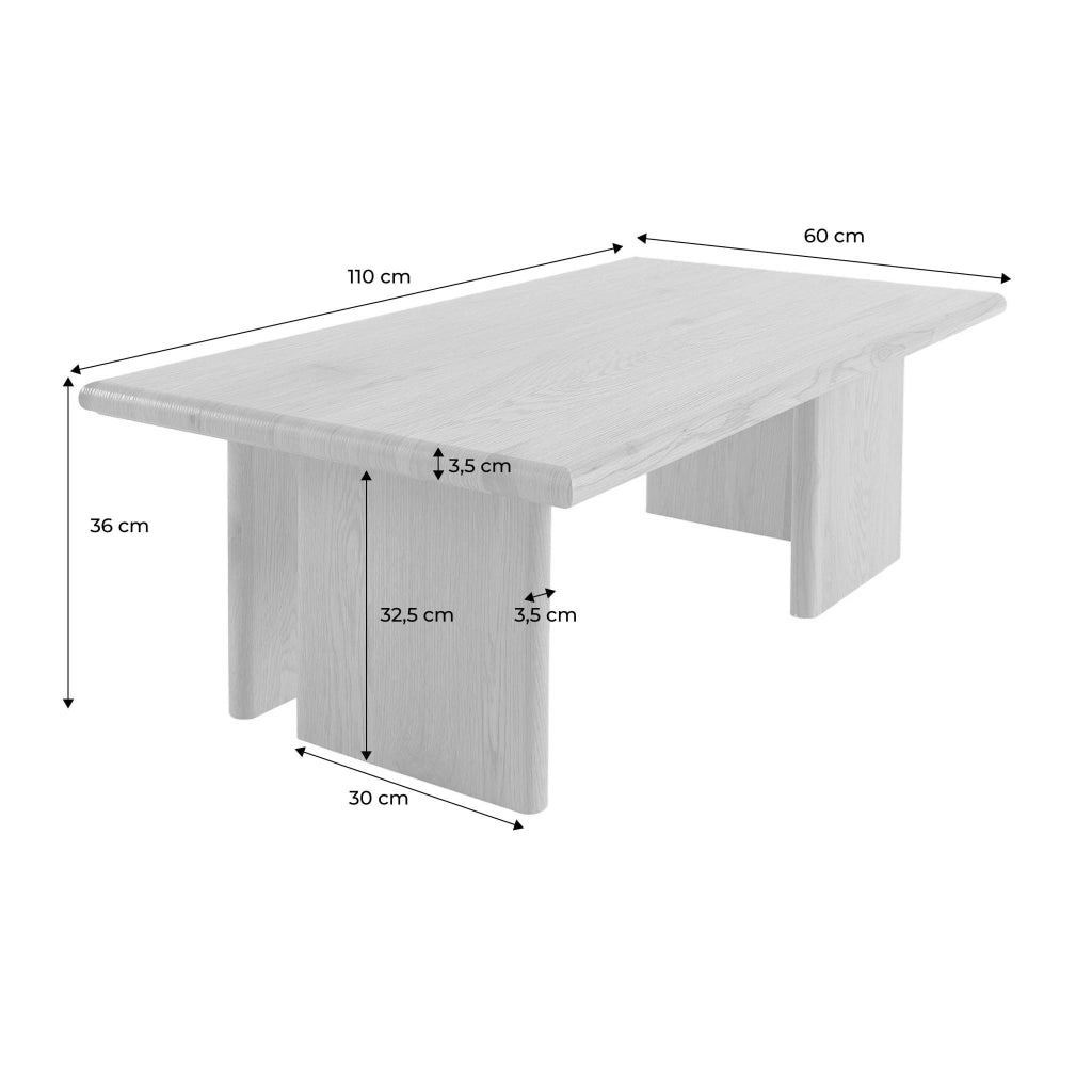 Tavolino rettangolare effetto legno, quercia