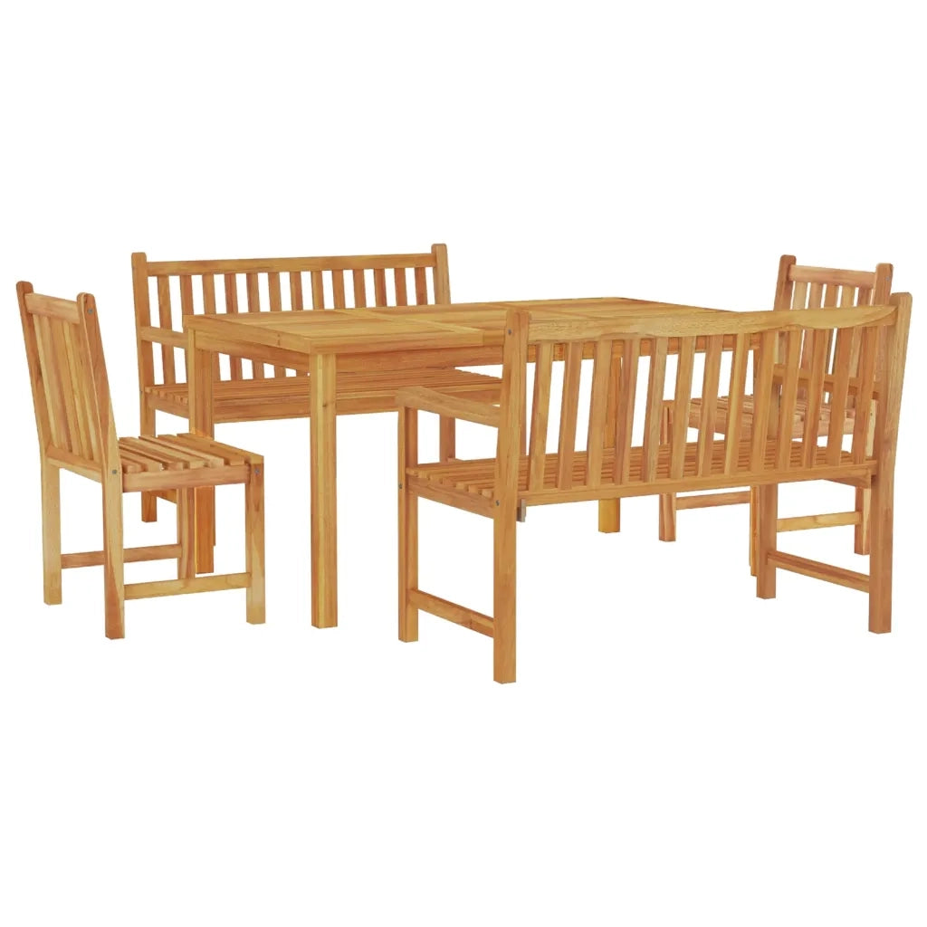 Set da Pranzo per Giardino 5 pz in Legno Massello di Teak cod mxl 51699