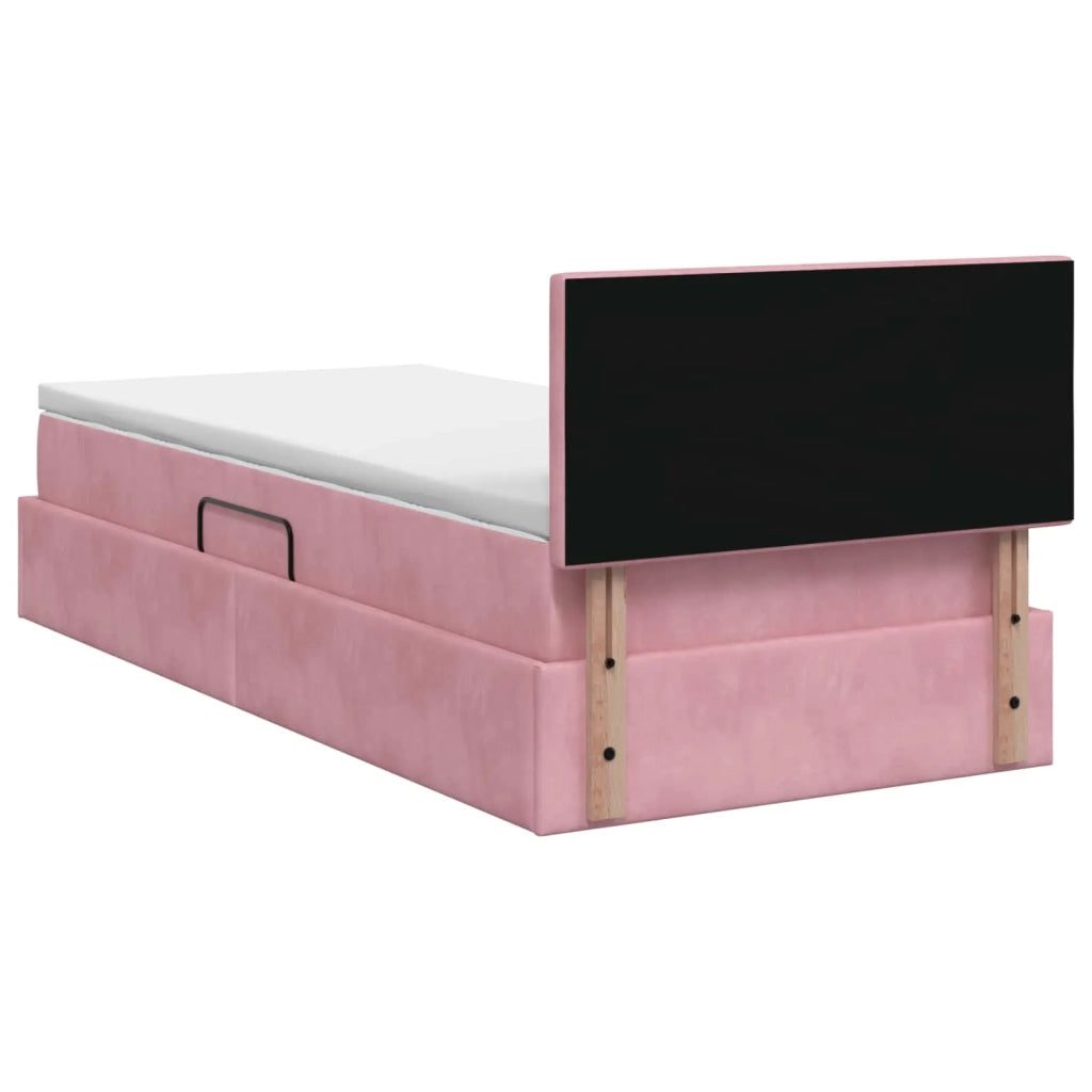 Letto con contenitore LED e materasso Rosa 100 x 200 cm Velluto 3459293