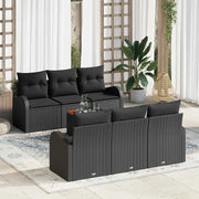 Set Divano da Giardino con archiviazione 7 pcs Nero polyrattan