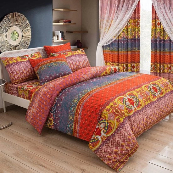 Set di coperte bohemiane 3 pezzi, boho, mandala indiano, set di coperte con chiusura a cerniera e cuscini 80x80 cm