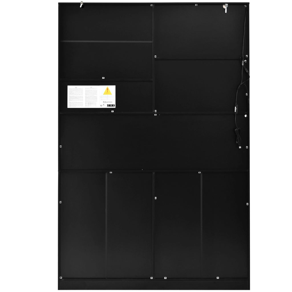 Credenza da cucina con 6 ante; 3 cassetti e LED - per cucina - 120.5×40×180 cm - bianco e nero