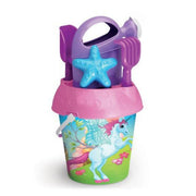 Trade Shop - Secchiello Unicorno 18 Cm Gioco Mare Sabbia Con Formine Paletta Innaffiatoio -