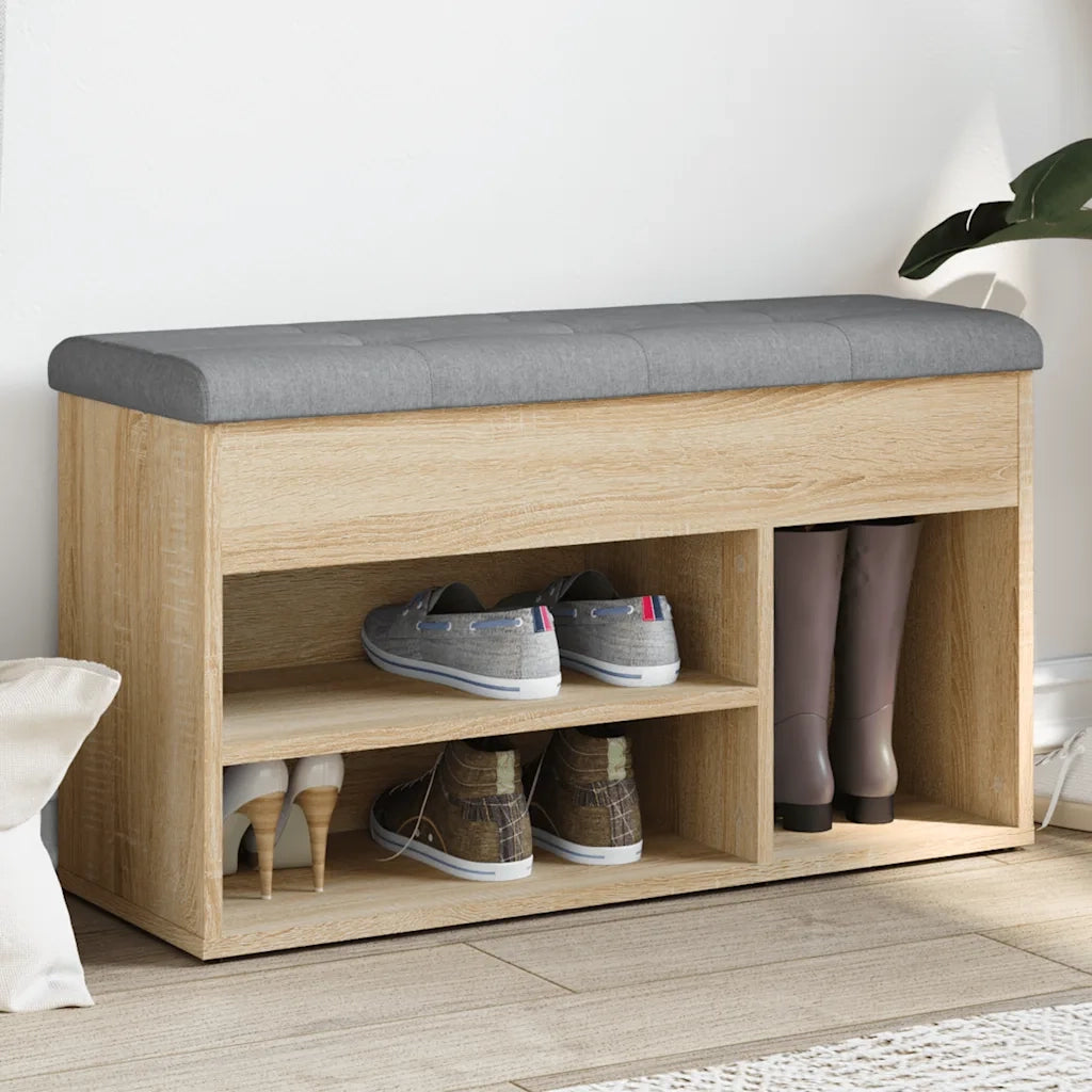 Panca Porta Scarpe-Sgabello-Panca Scarpiera Rovere Sonoma 82x32x45,5cm Legno Multistrato
