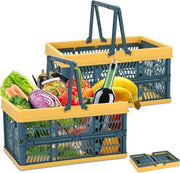 Set di 2 contenitori pieghevoli per spesa - maniglia - 305 x 20 x 15 cm contenitore pieghevole formale per pic-nic e supermercati