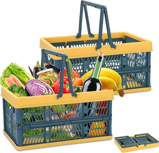 Set di 2 contenitori pieghevoli per spesa - maniglia - 305 x 20 x 15 cm contenitore pieghevole formale per pic-nic e supermercati