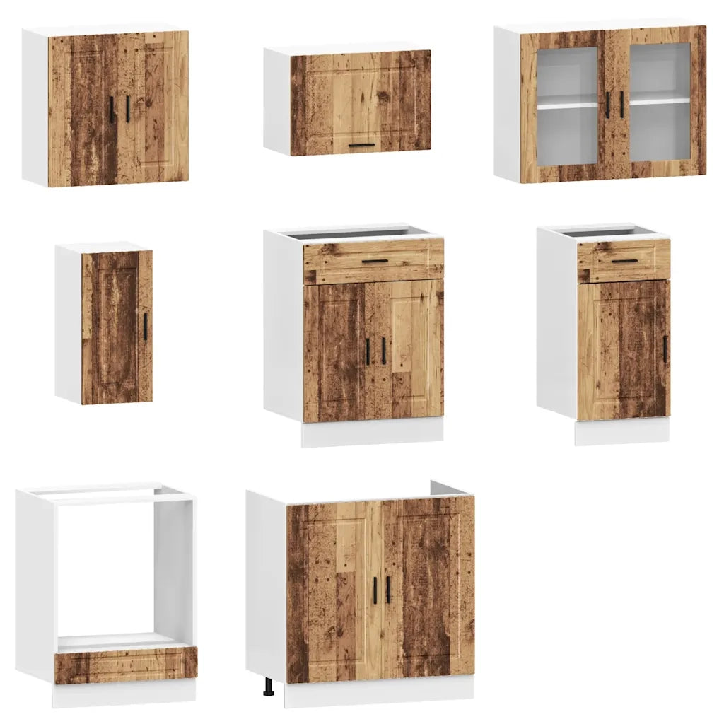 Set Mobili da Cucina 8 pz Kalmar Legno Vecchio in Truciolato 3314849