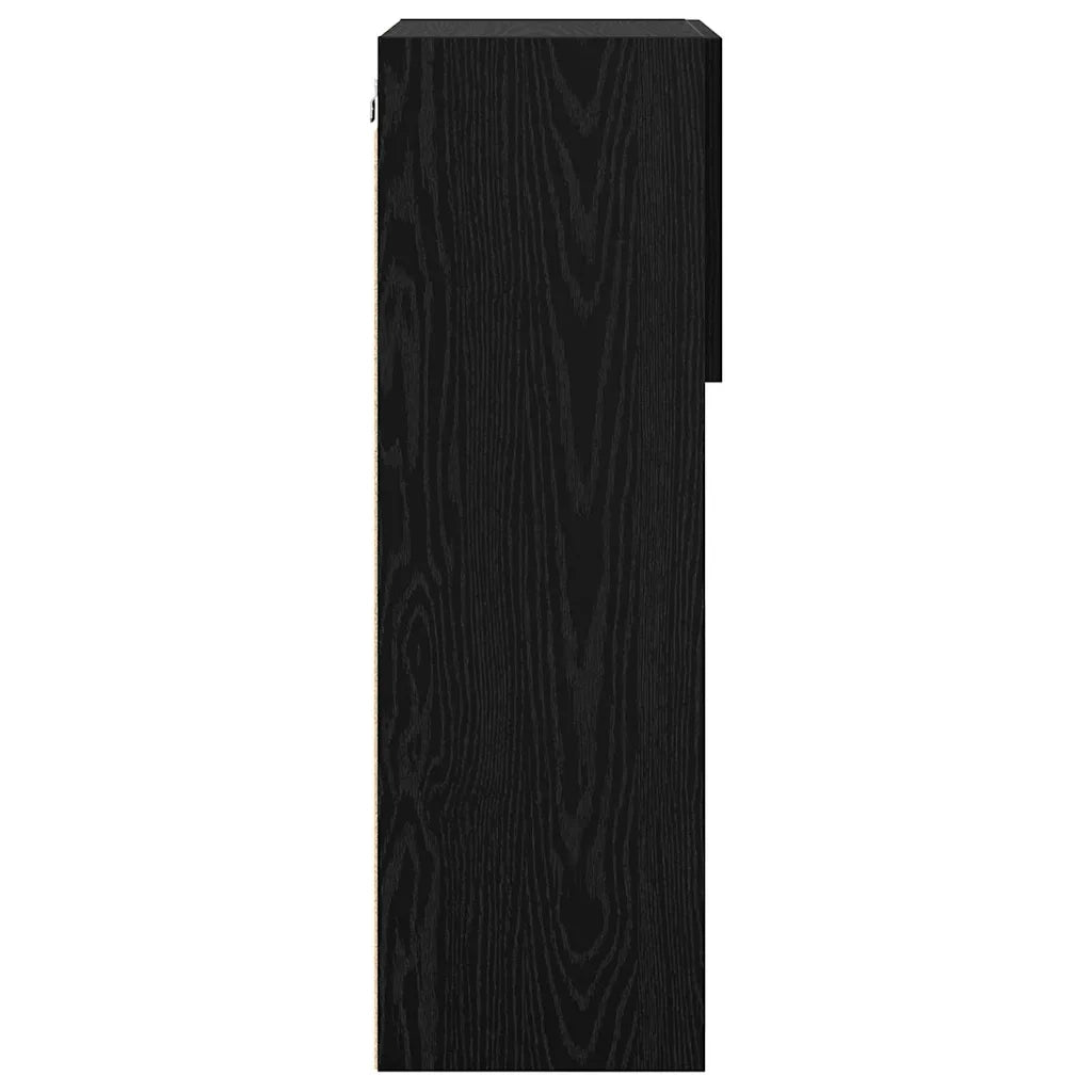 Mobile TV da Parete con LED Rovere Nero 40,5 x 30 x 90 cm
