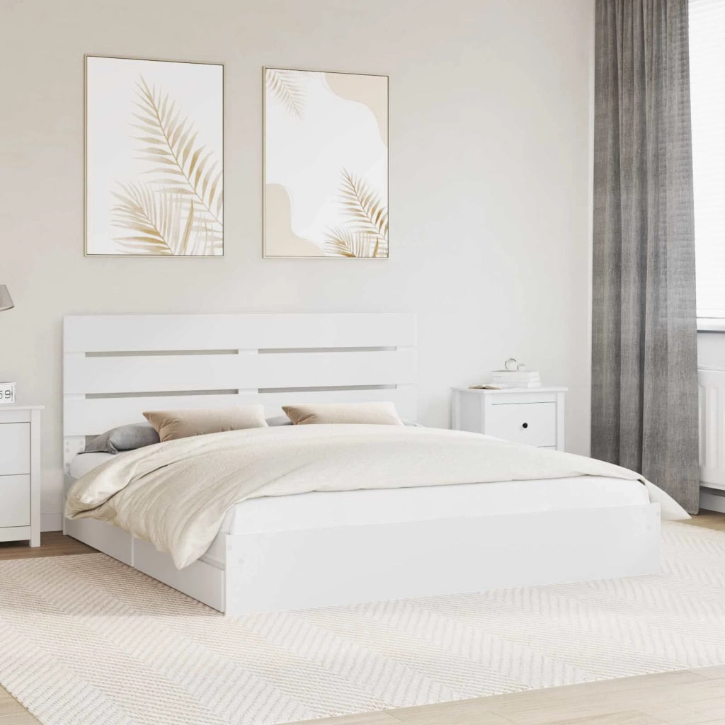 Letto con Contenitore Bianco 180 x 200 cm Legno multistrato
