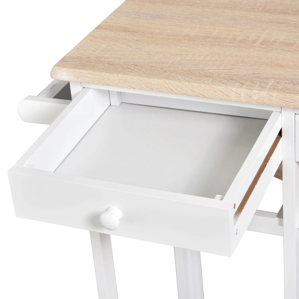 Tavolo da Cucina Pieghevole con 2 Sgabelli ¨C zephmum ¨C Legno Bianco