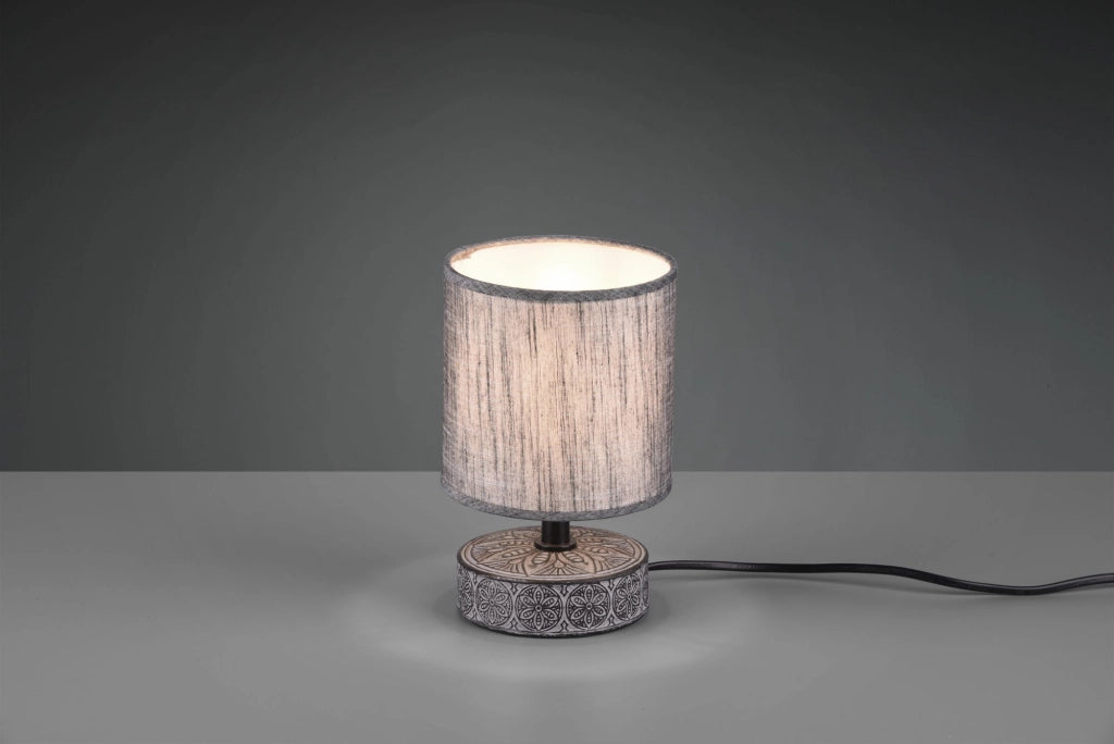 MARIE LAMPADA DA TAVOLO BASE CERAMICA DECORATA CON PARALUME GRIGIO H. 20,5CM ATTACCO E14