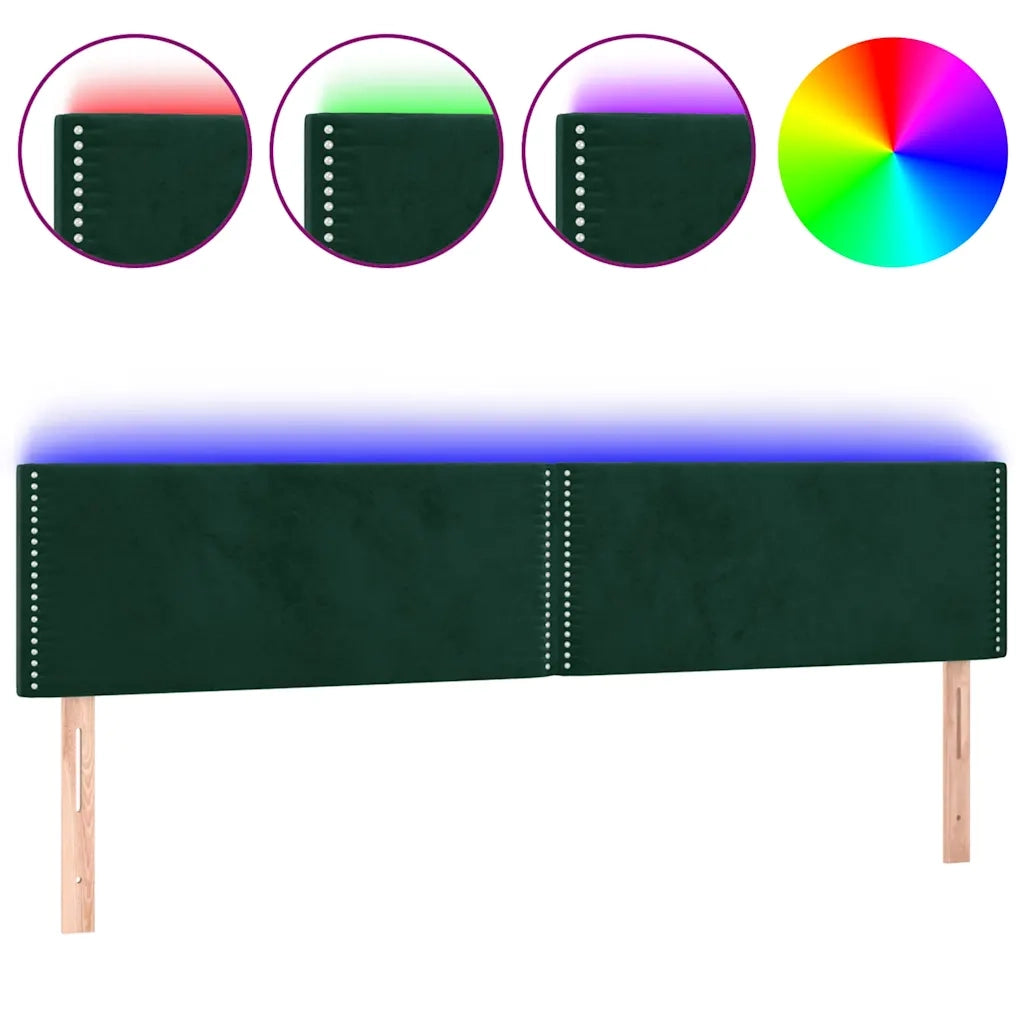 Testiera | Testata a LED Verde Scuro 200x5x78/88 cm in Velluto