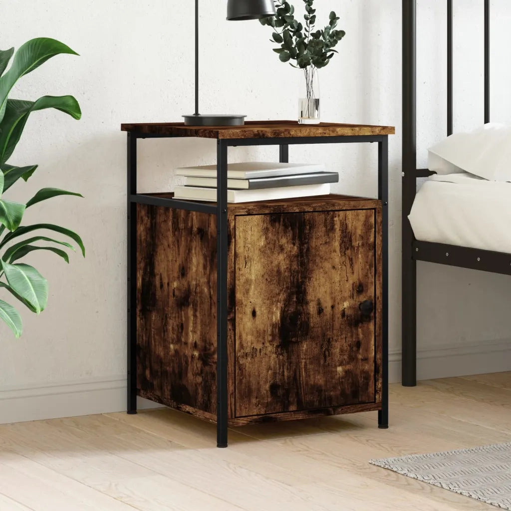 Comodino-Tavolino da notte Rovere Fumo 40x42x60 cm Legno Multistrato 962182