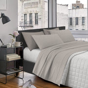 Completo Lenzuola Matrimoniale In Cotone Lenzuolo Sotto Sopra 2 Federe Certificato Oekotex Parure Letto Disegni Moderni Biancheria Di Alta Qualità Stripe Beige