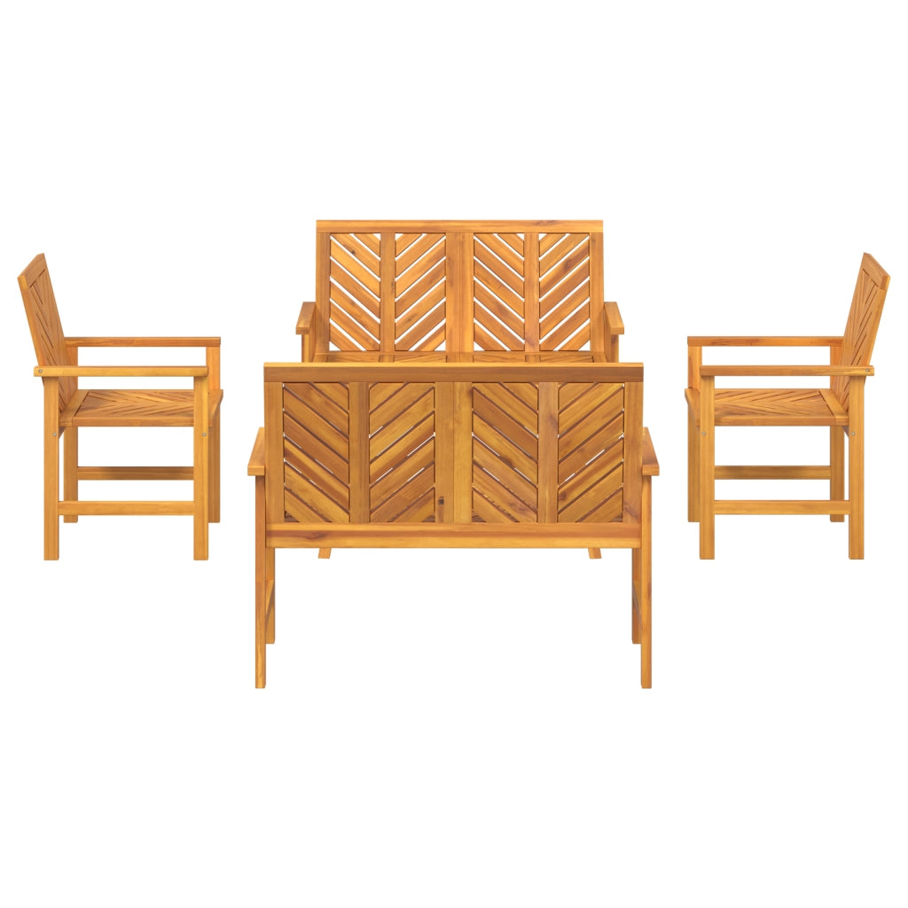Set Lounge 5 Pezzi Giardino Legno Massello Acacia