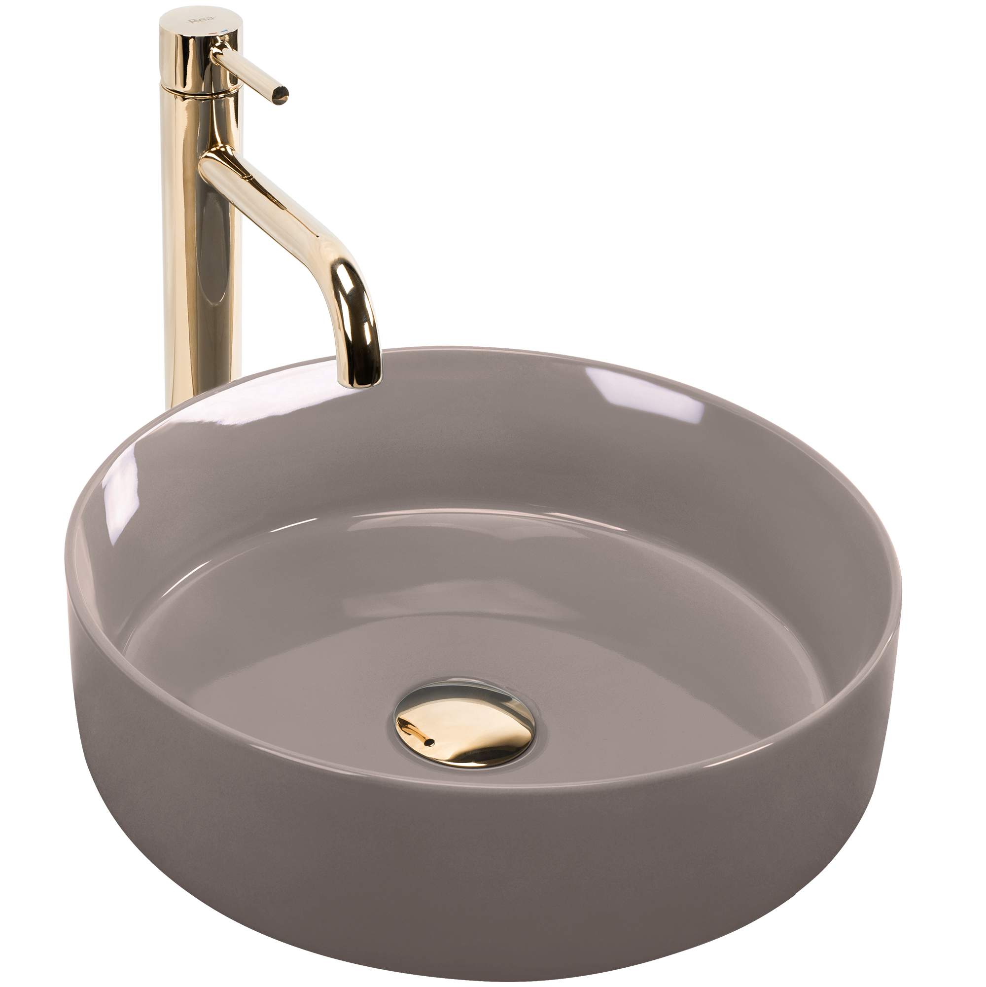Lavabo Da Appoggio Rea Sami Beige Shiny