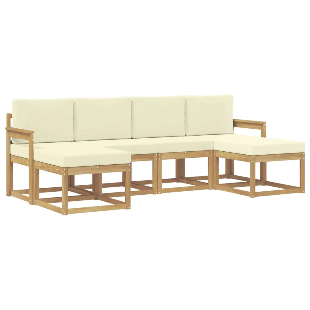 Set di divani da esterno 6 pz Bianco e Crema Poliestere 3388004