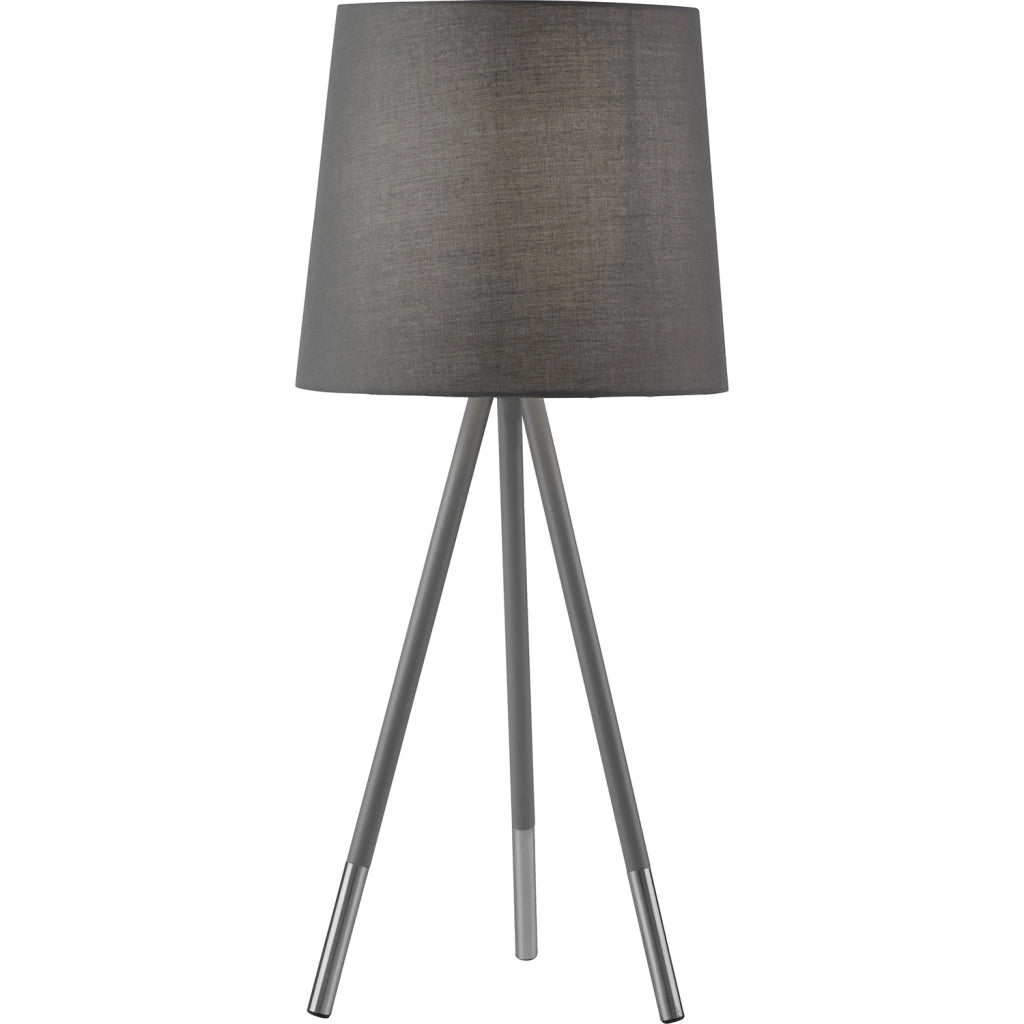 Lampada Da Scrivania Contemporanea Rio Acciaio Argento Tessuto Grigio 1 Luce E14
