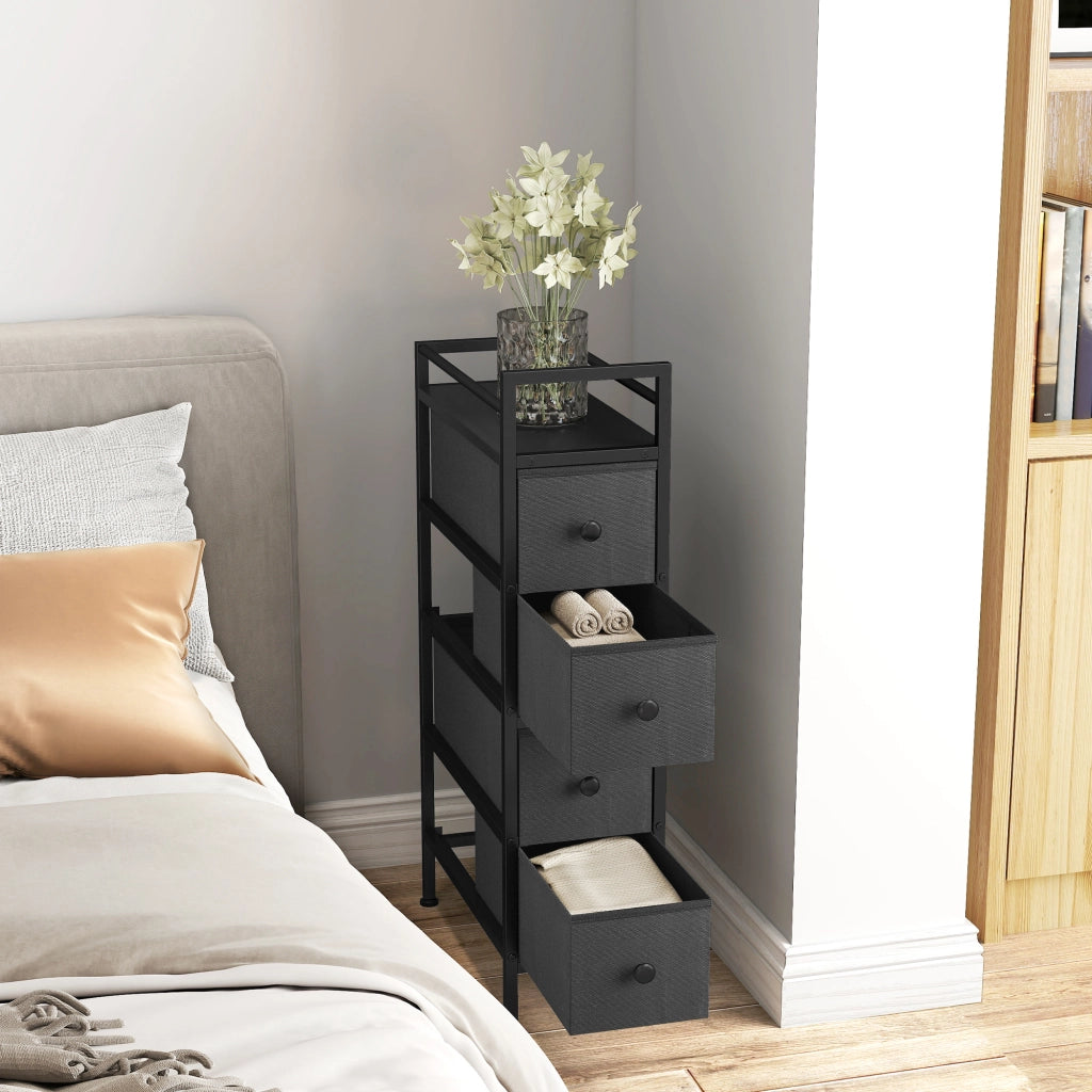 Cassettiera con 4 cassetti ¨C zephmum ¨C nero 20x43x81.5 cm