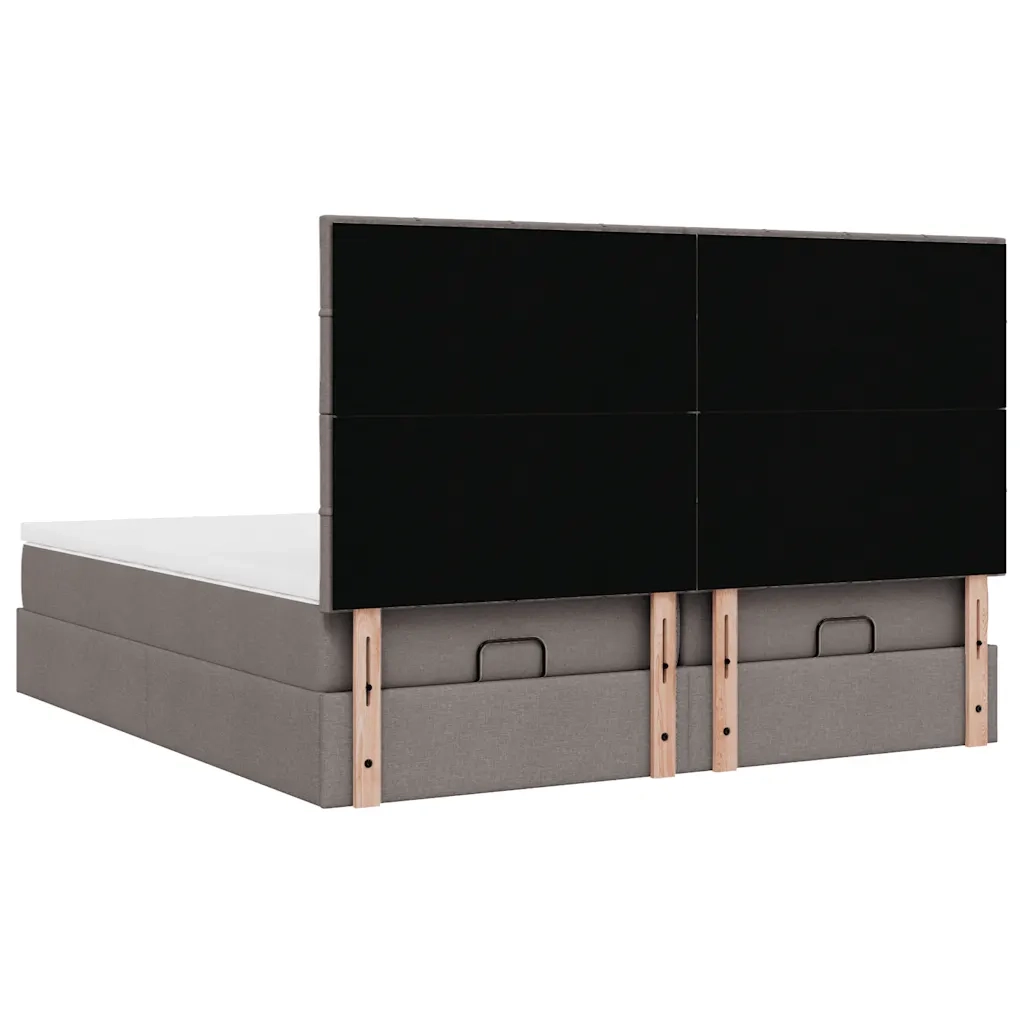 Struttura Letto Pouf con Materassi Tortora 200x200 cm Tessuto 3314552