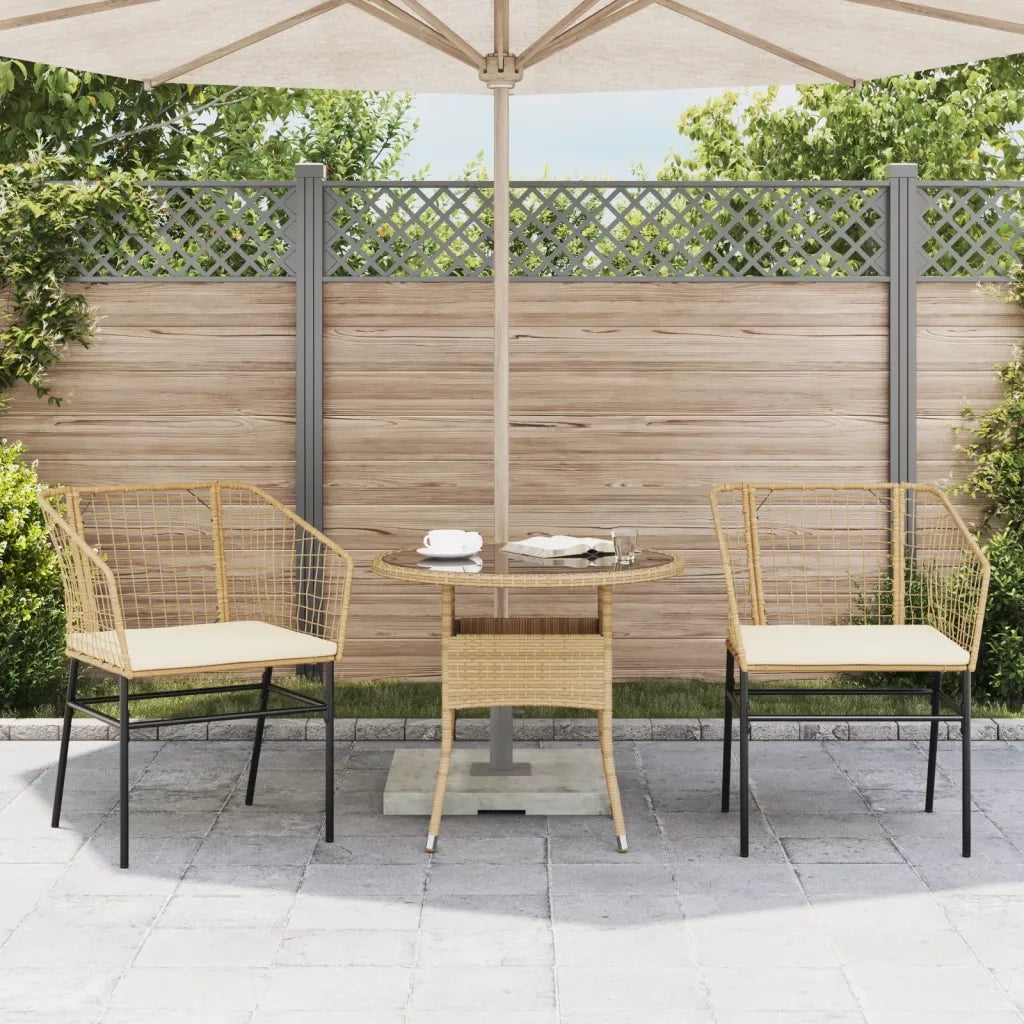 Sedie da Giardino 2 pz | Sedie da Esterno con Cuscini Marrone in Polyrattan