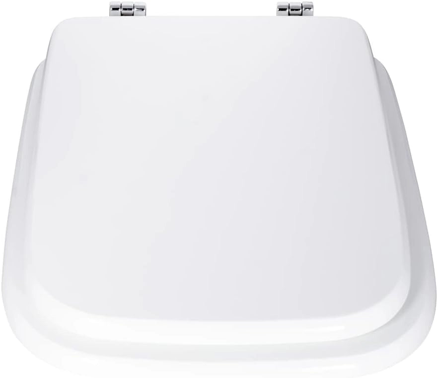 Copriwater universale bianco in legno con cerniere regolabili