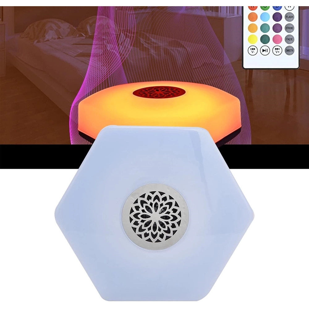 Trade Shop - Luce E27 Led Bluetooth Altoparlante Forma Disco Volante Colorato Rgbw Telecomando -
