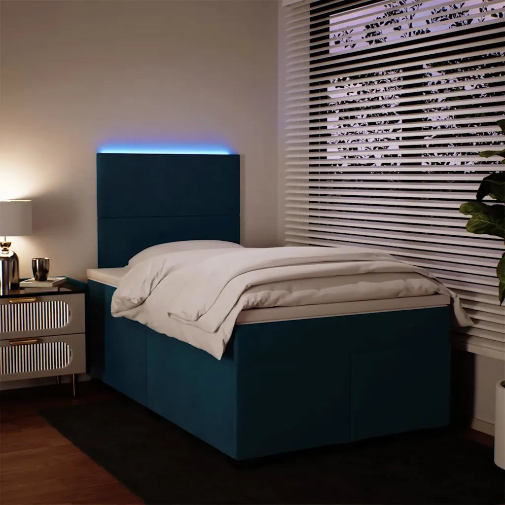 vidaXL Giroletto a Molle con Materasso Blu 120x200 cm in Velluto