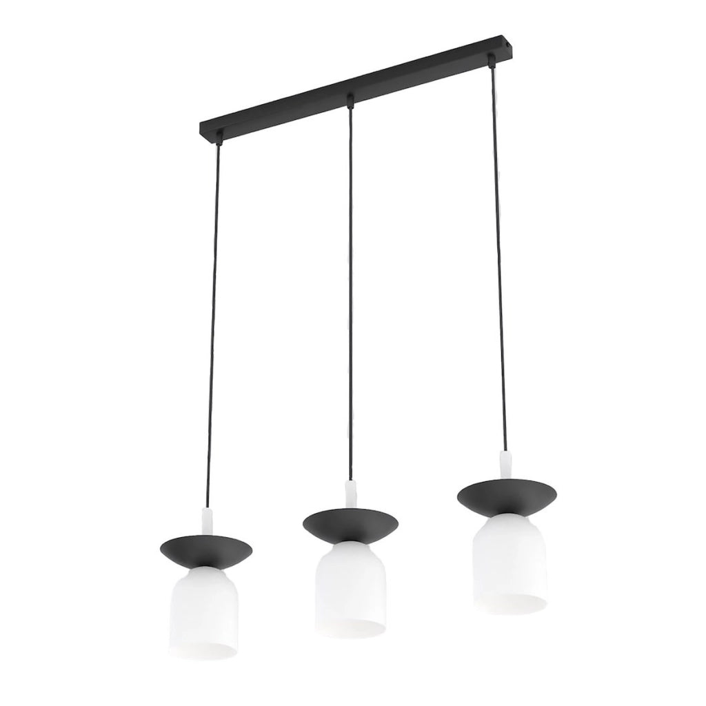 Lampada a sospensione EGO in acciaio bianco e nero