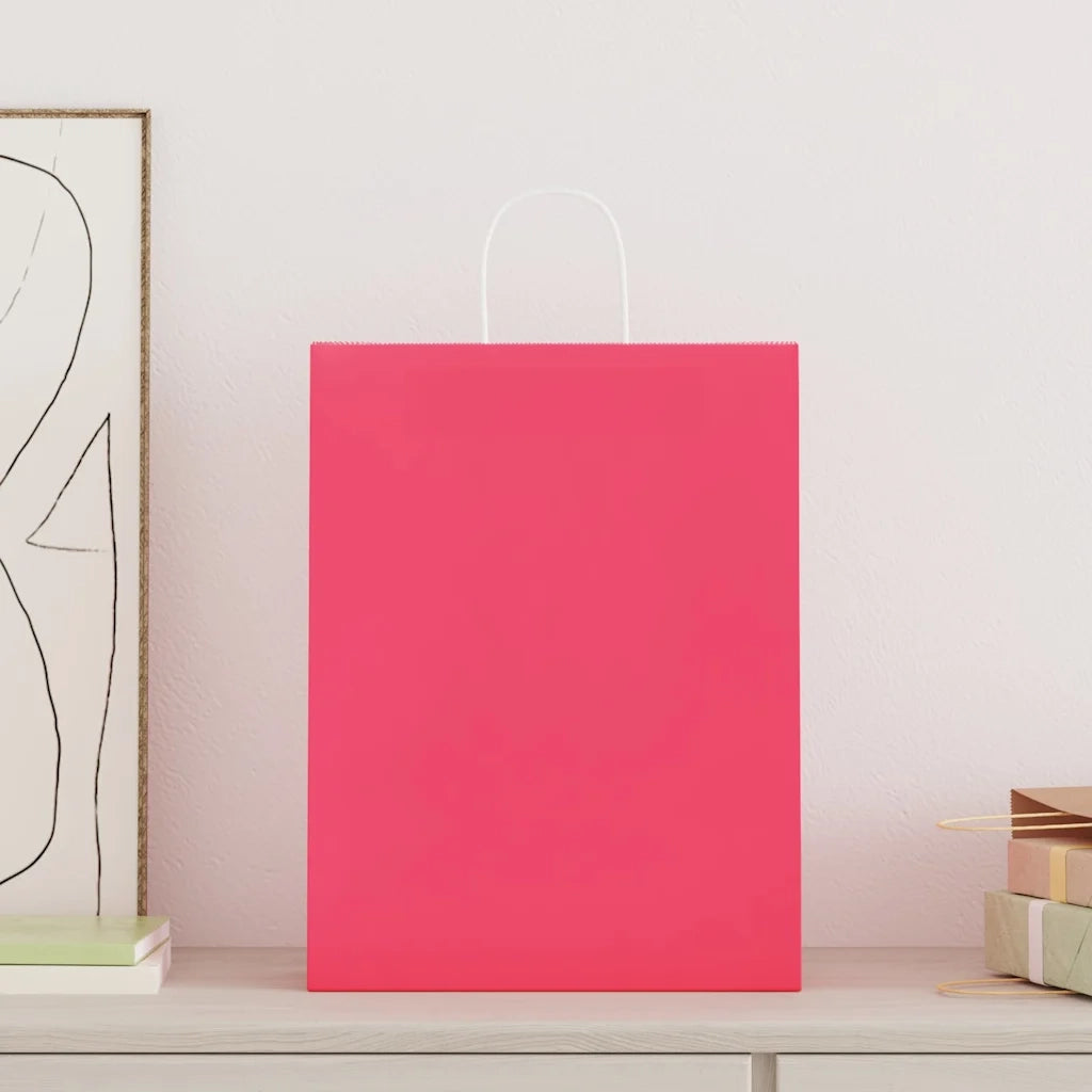Sacchetti di Carta 50 pz con Manici Rosa 32x12x42 cm