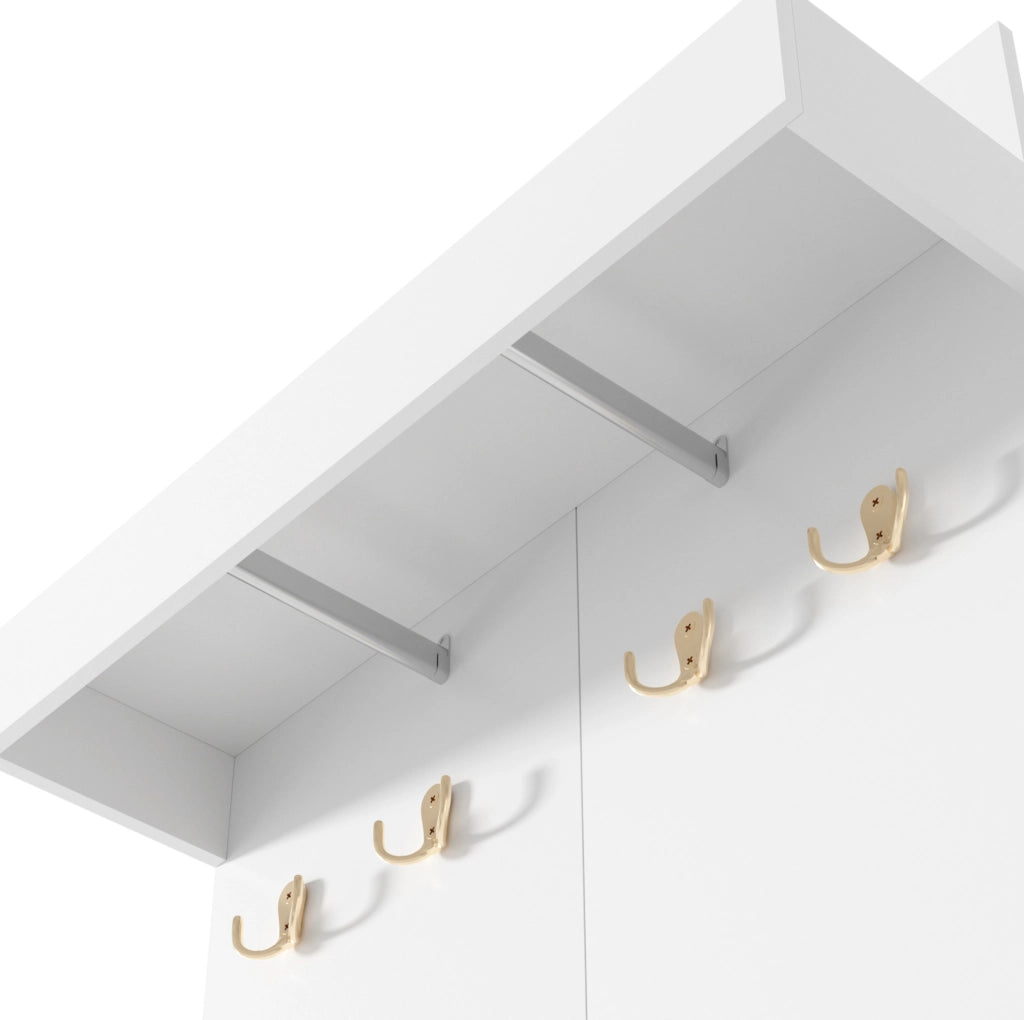 Set ingresso 3 in 1 bianco con appendiabiti, scarpiera e panca 60x35 cm