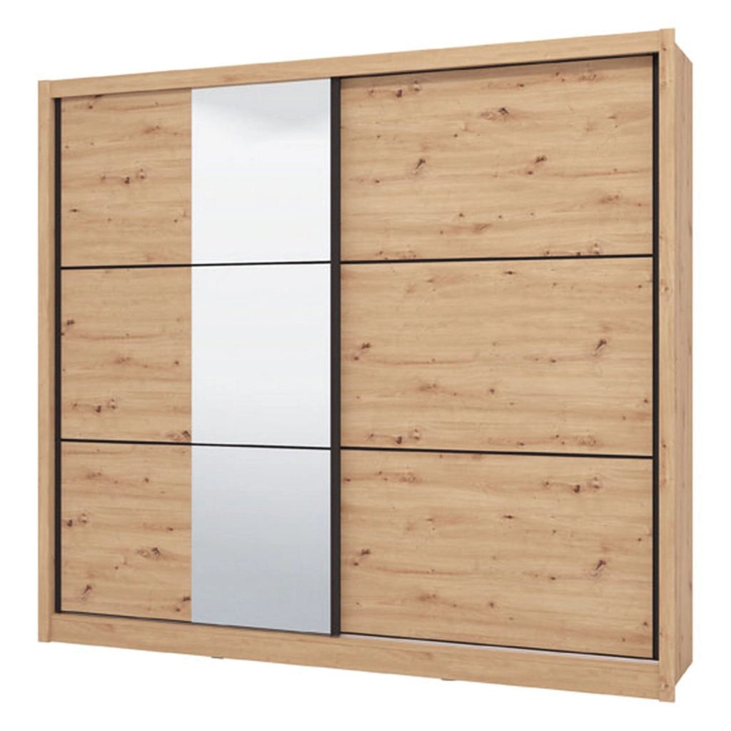 Armadio Camera da Letto Sergnano, Guardaroba 2 Ante Appendiabiti, 242x215.5h cm Marrone Rovere Nodi