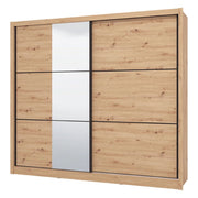 Armadio Camera da Letto Sergnano, Guardaroba 2 Ante Appendiabiti, 242x215.5h cm Marrone Rovere Nodi