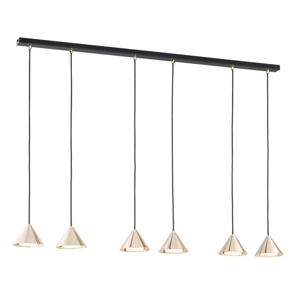 Lampada a sospensione Elit in acciaio nero opaco e oro