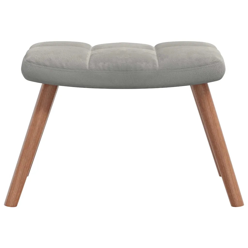 Divano Sedia-Poltrona Relax con Poggiapiedi Grigio Chiaro in Velluto 457000