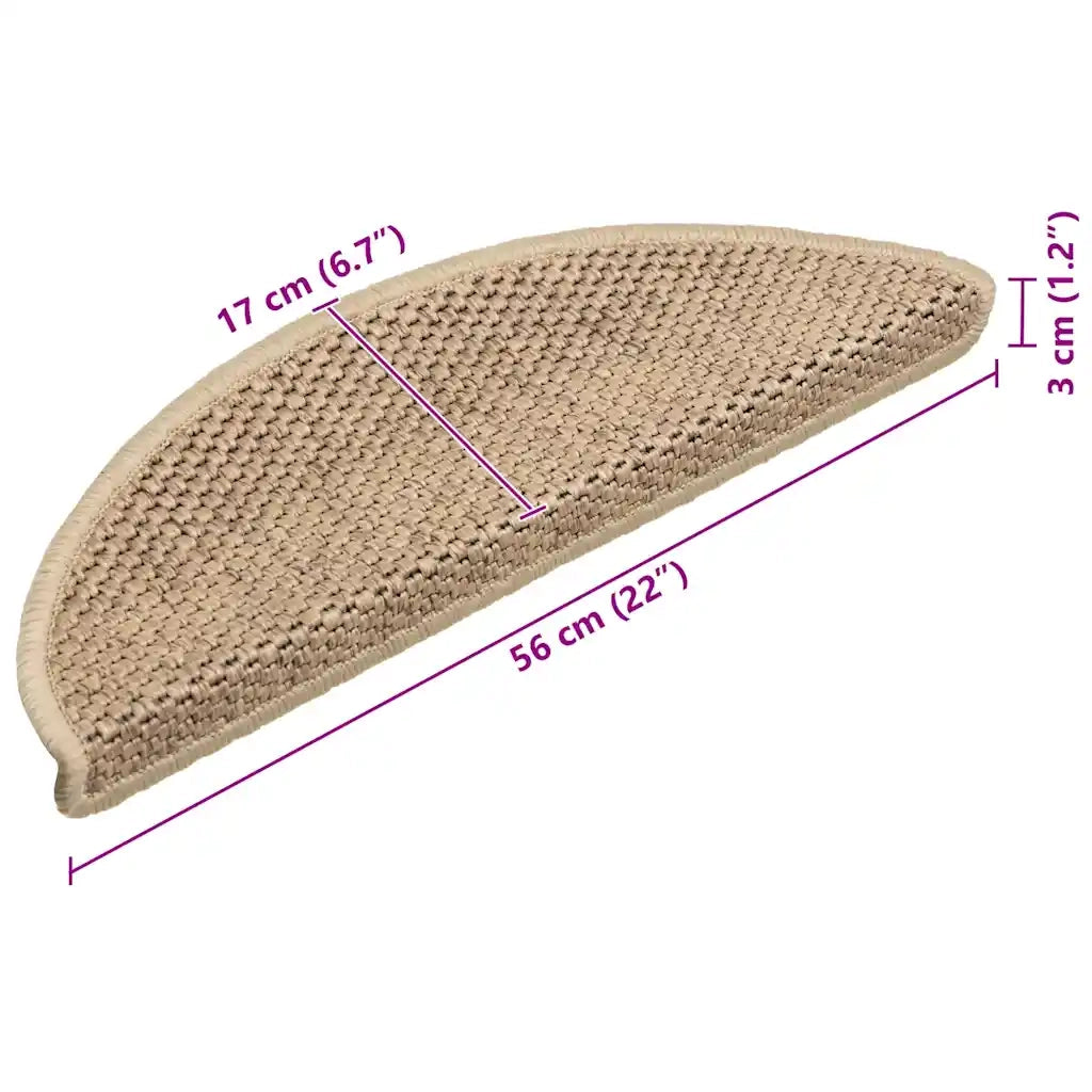 Tappeti Autoadesivi Scale Aspetto Sisal 15 pz 56x17x3 cm Sabbia 326867