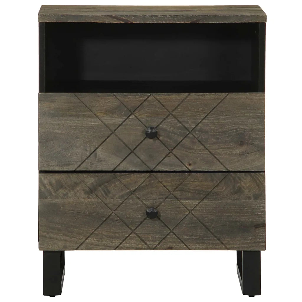 Comodino | Armadio da Notte | Mobiletto da notte Nero 50x33x62 cm in Legno Massello di Mango