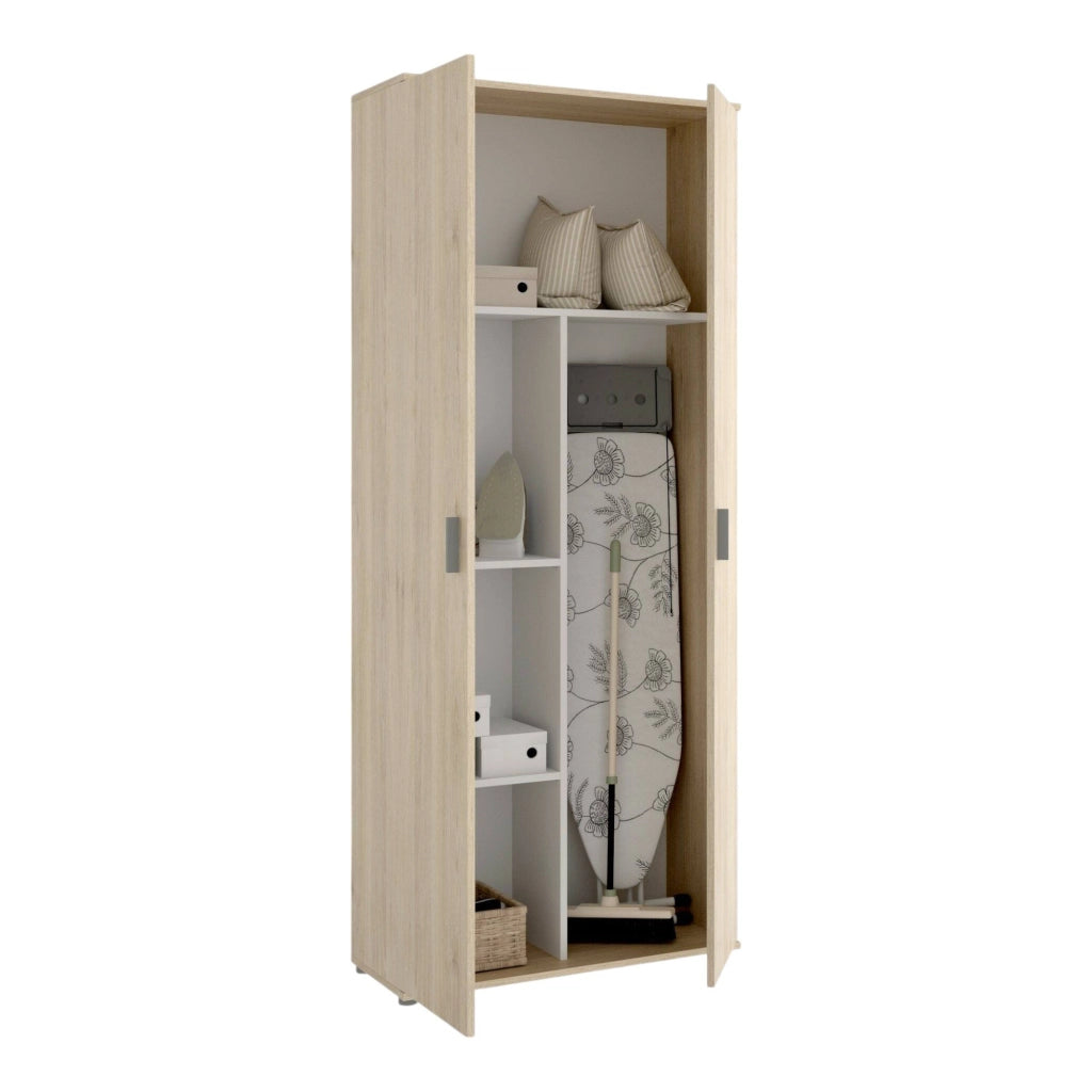 Armadio multiuso Arna, Mobile multifunzione portascope, Guardaroba a 2 ante, 78x35h190 cm, Rovere