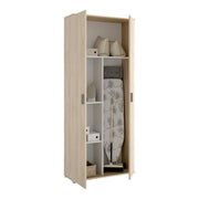 Armadio multiuso Arna, Mobile multifunzione portascope, Guardaroba a 2 ante, 78x35h190 cm, Rovere