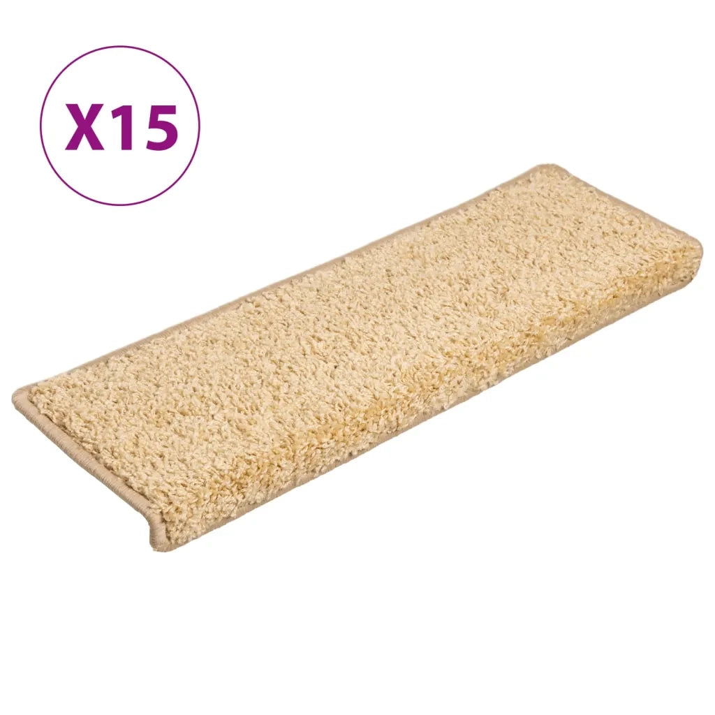 Tappetini per scale 15 pz 65x21x4 cm Crema Bordo rettangolare 134579