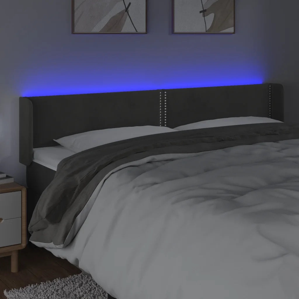 Testiera a LED Grigio Scuro 203x16x78/88 cm in Velluto 3123163